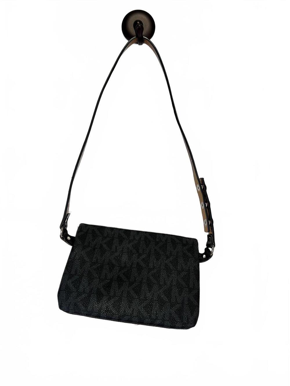 Michael Kors Small Black Monogram Chain Hip 36" Belt Bag Fanny Pack 7 x 5 Inches - Picture 4 of 7